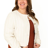 Tweed Bomber Jacket -Ivory-jacket- Hometown Style HTS, women's in store and online boutique located in Ingersoll, Ontario