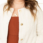 Tweed Bomber Jacket -Ivory-jacket- Hometown Style HTS, women's in store and online boutique located in Ingersoll, Ontario