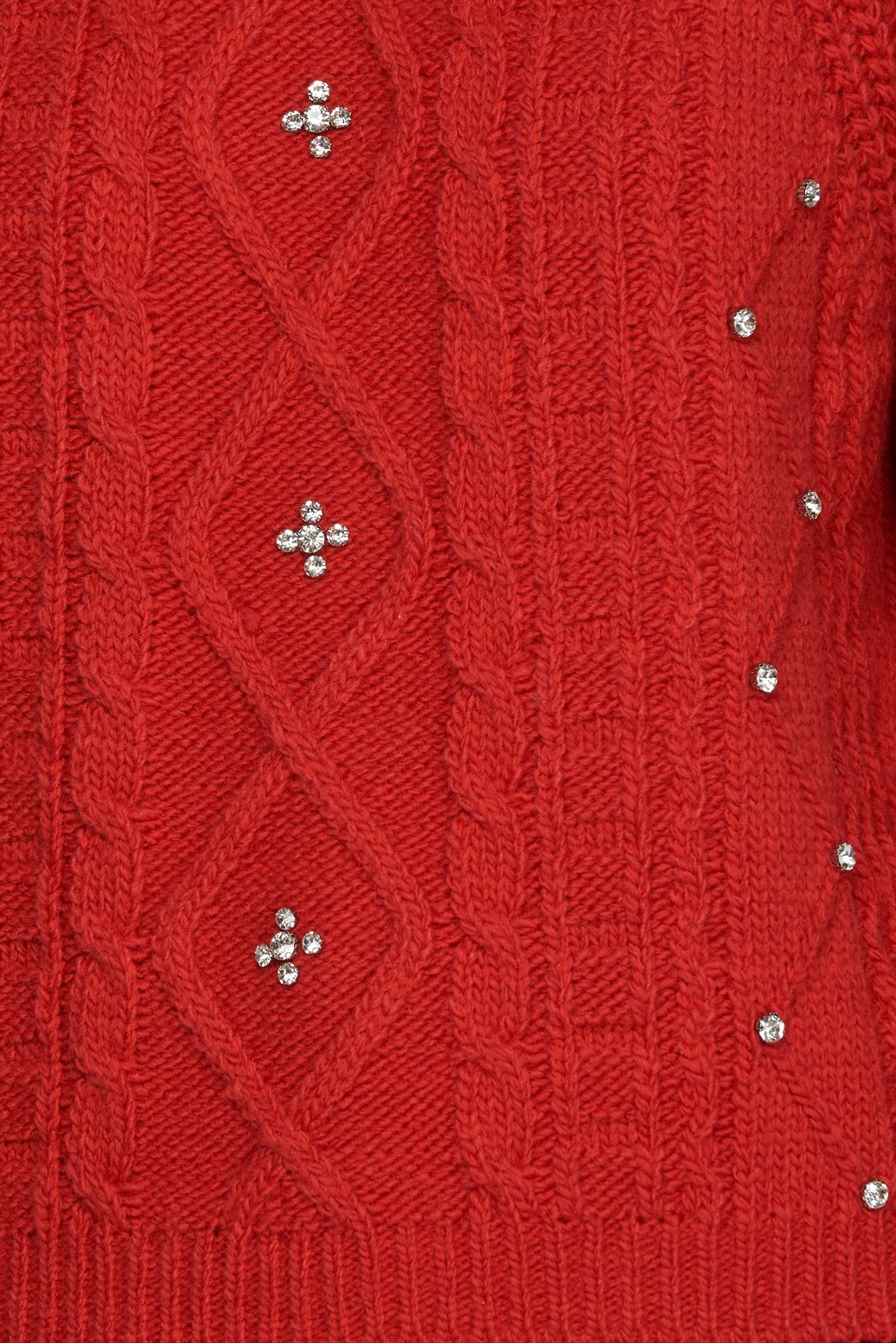 Rhinestone Cable Knit Sweater - Red-sweater- Hometown Style HTS, women's in store and online boutique located in Ingersoll, Ontario