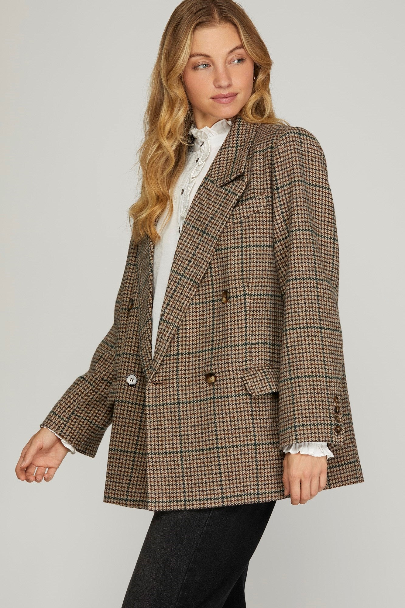 Oversized Wool Blend Jacket - Brown-jacket- Hometown Style HTS, women's in store and online boutique located in Ingersoll, Ontario