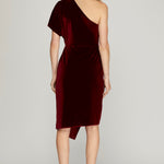 One Shoulder Velvet Wrap Dress - Wine-dresses- Hometown Style HTS, women's in store and online boutique located in Ingersoll, Ontario