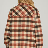 Plaid Shacket - Cinnamon-jacket- Hometown Style HTS, women's in store and online boutique located in Ingersoll, Ontario