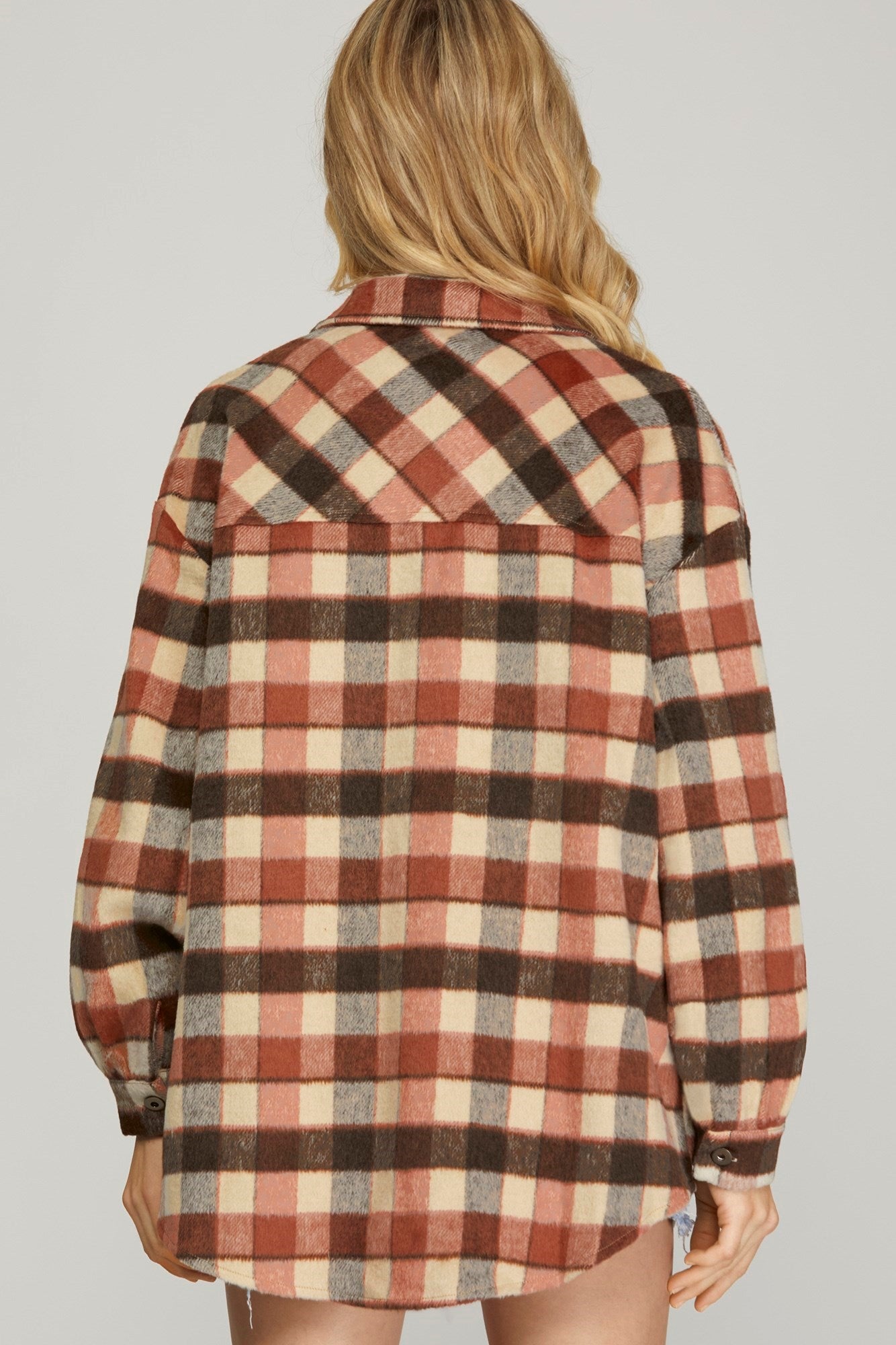 Plaid Shacket - Cinnamon-jacket- Hometown Style HTS, women's in store and online boutique located in Ingersoll, Ontario