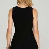 Sleeveless Peplum Sweater Top - Black-tops- Hometown Style HTS, women's in store and online boutique located in Ingersoll, Ontario