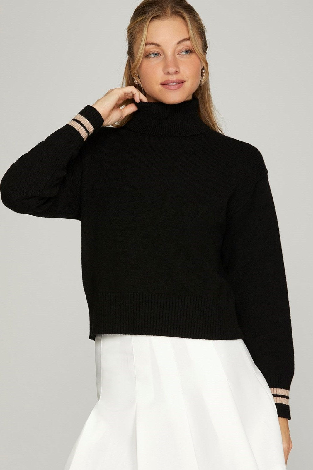 Turtle Neck Sweater - Black-Sweater- Hometown Style HTS, women's in store and online boutique located in Ingersoll, Ontario