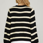 Striped Cardigan - Black-Sweater- Hometown Style HTS, women's in store and online boutique located in Ingersoll, Ontario