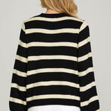 Striped Cardigan - Black-Sweater- Hometown Style HTS, women's in store and online boutique located in Ingersoll, Ontario