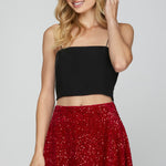 Flare Sequin Mini - Red-Skirt- Hometown Style HTS, women's in store and online boutique located in Ingersoll, Ontario