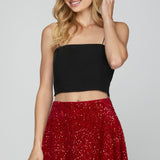 Flare Sequin Mini - Red-Skirt- Hometown Style HTS, women's in store and online boutique located in Ingersoll, Ontario