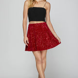 Flare Sequin Mini - Red-Skirt- Hometown Style HTS, women's in store and online boutique located in Ingersoll, Ontario