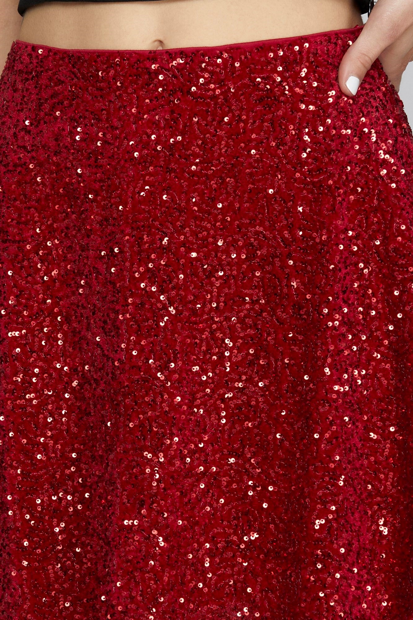 Flare Sequin Mini - Red-Skirt- Hometown Style HTS, women's in store and online boutique located in Ingersoll, Ontario