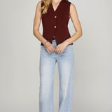 Sleeveless Gold Button Sweater Vest - Wine-vest- Hometown Style HTS, women's in store and online boutique located in Ingersoll, Ontario