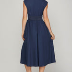 Smocked Waist Midi Dress - Denim-dress- Hometown Style HTS, women's in store and online boutique located in Ingersoll, Ontario