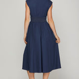 Smocked Waist Midi Dress - Denim-dress- Hometown Style HTS, women's in store and online boutique located in Ingersoll, Ontario