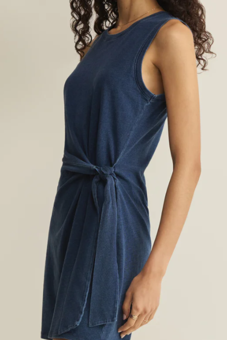 MATTIE JERSEY COTTON MINI DRESS - Indigo-Casual Dresses- Hometown Style HTS, women's in store and online boutique located in Ingersoll, Ontario