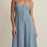 ANGEL EYES TWILL MIDI DRESS - Lake Blue-Casual Dresses- Hometown Style HTS, women's in store and online boutique located in Ingersoll, Ontario