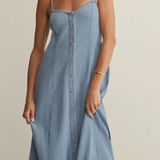 ANGEL EYES TWILL MIDI DRESS - Lake Blue-Casual Dresses- Hometown Style HTS, women's in store and online boutique located in Ingersoll, Ontario