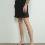 Lace Trim, Satin Slip SKirt - Black-Skirt- Hometown Style HTS, women's in store and online boutique located in Ingersoll, Ontario
