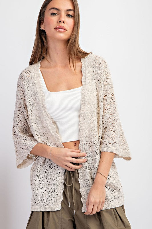 Crochet Half Sleeve Cardigan - Coco-cardigan- Hometown Style HTS, women's in store and online boutique located in Ingersoll, Ontario