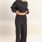 Wide Leg Jogger Pant - Black-Bottoms- Hometown Style HTS, women's in store and online boutique located in Ingersoll, Ontario