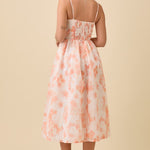 Corset Midi Floral Dress - Tangerine-dress- Hometown Style HTS, women's in store and online boutique located in Ingersoll, Ontario