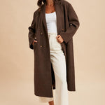 Felted Double Breasted Lapel Duster Coat - Mocha-Coat & Jackets- Hometown Style HTS, women's in store and online boutique located in Ingersoll, Ontario