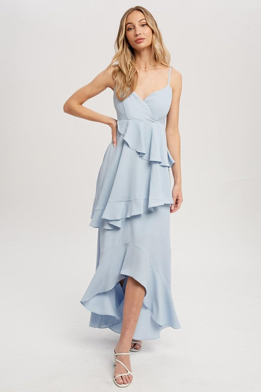 Ruffle Hem Maxi Dress - Sky-Dress- Hometown Style HTS, women's in store and online boutique located in Ingersoll, Ontario