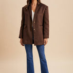 Oversized Longline Blazer - Chocolate Brown-Coat & Jackets- Hometown Style HTS, women's in store and online boutique located in Ingersoll, Ontario