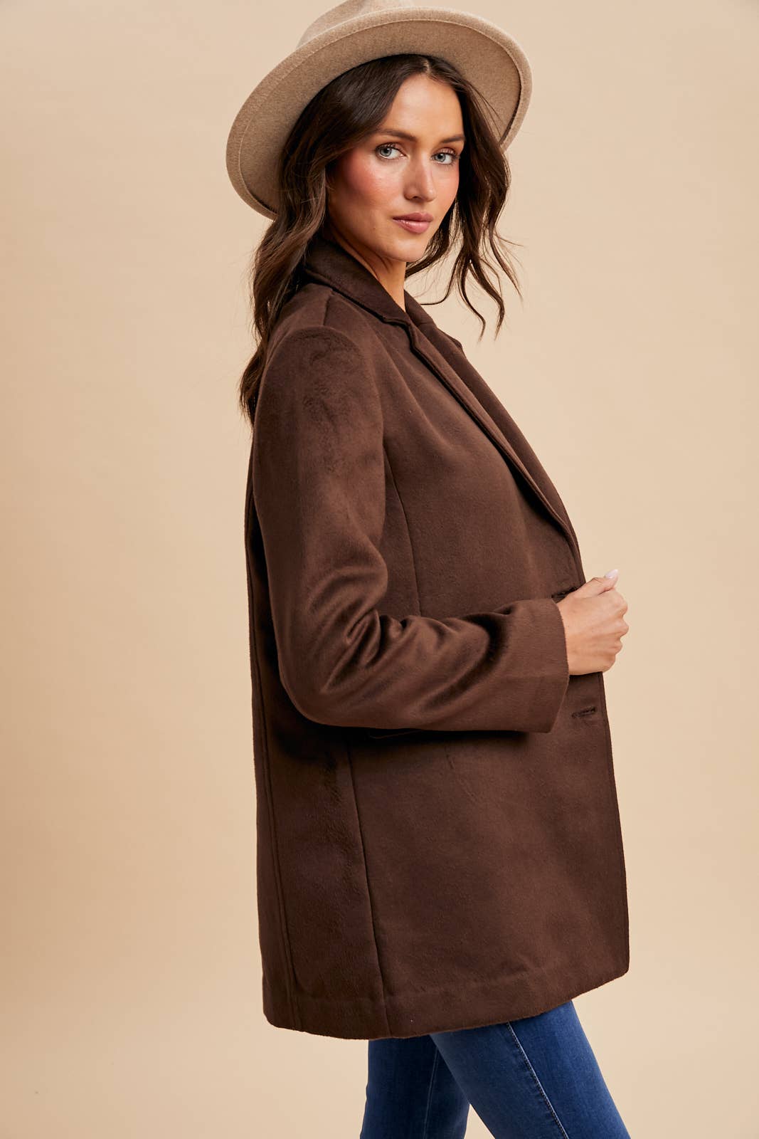 Oversized Longline Blazer - Chocolate Brown-Coat & Jackets- Hometown Style HTS, women's in store and online boutique located in Ingersoll, Ontario