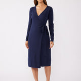 Long Sleeve Wrap Dress - Navy-dress- Hometown Style HTS, women's in store and online boutique located in Ingersoll, Ontario