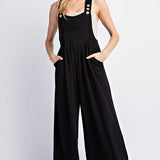 Solid Wide Leg Jumpsuit - Black-Jumpsuits & Rompers- Hometown Style HTS, women's in store and online boutique located in Ingersoll, Ontario