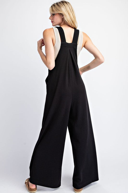 Solid Wide Leg Jumpsuit - Black-Jumpsuits & Rompers- Hometown Style HTS, women's in store and online boutique located in Ingersoll, Ontario