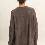 Cable Knit Sweater - Chestnut-Sweaters and Cardigans- Hometown Style HTS, women's in store and online boutique located in Ingersoll, Ontario