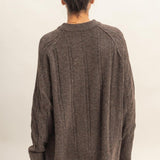 Cable Knit Sweater - Chestnut-Sweaters and Cardigans- Hometown Style HTS, women's in store and online boutique located in Ingersoll, Ontario