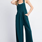 Solid Wide Leg Jumpsuit - Hunter Green-Jumpsuits & Rompers- Hometown Style HTS, women's in store and online boutique located in Ingersoll, Ontario