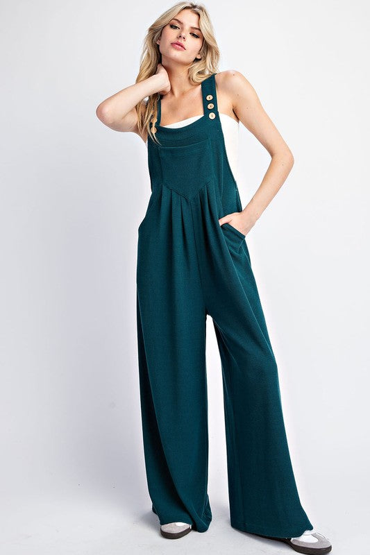 Solid Wide Leg Jumpsuit - Hunter Green-Jumpsuits & Rompers- Hometown Style HTS, women's in store and online boutique located in Ingersoll, Ontario