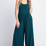 Solid Wide Leg Jumpsuit - Hunter Green-Jumpsuits & Rompers- Hometown Style HTS, women's in store and online boutique located in Ingersoll, Ontario