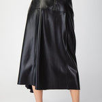 Faux Leather Midi Skirt - Black-skirt- Hometown Style HTS, women's in store and online boutique located in Ingersoll, Ontario