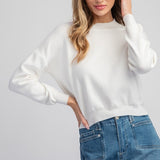 Solid Mock Neck Sweater - White-Sweater- Hometown Style HTS, women's in store and online boutique located in Ingersoll, Ontario