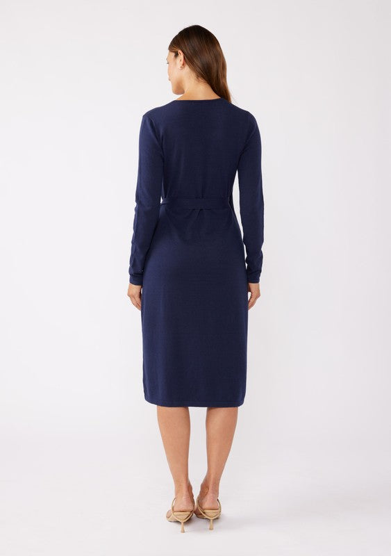 Long Sleeve Wrap Dress - Navy-dress- Hometown Style HTS, women's in store and online boutique located in Ingersoll, Ontario