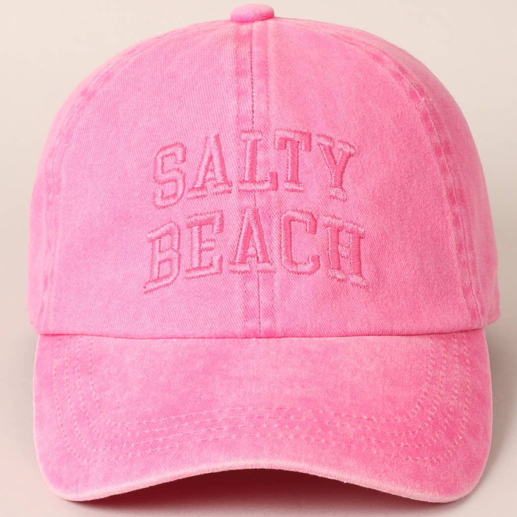 Salty Beach Text Embroidery Baseball Cap: SAGE / ONE SIZE-Hat- Hometown Style HTS, women's in store and online boutique located in Ingersoll, Ontario