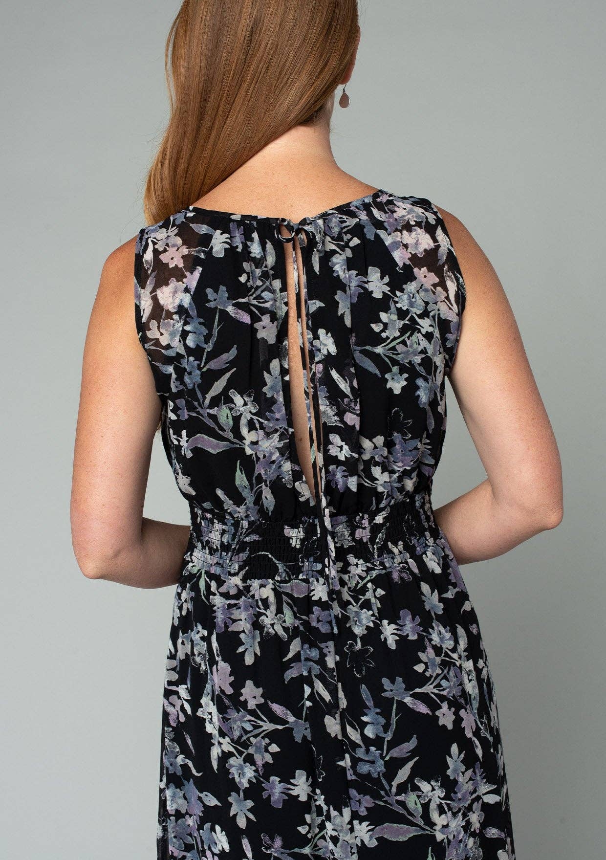 Floral Open Back Maxi Dress - Black-dress- Hometown Style HTS, women's in store and online boutique located in Ingersoll, Ontario