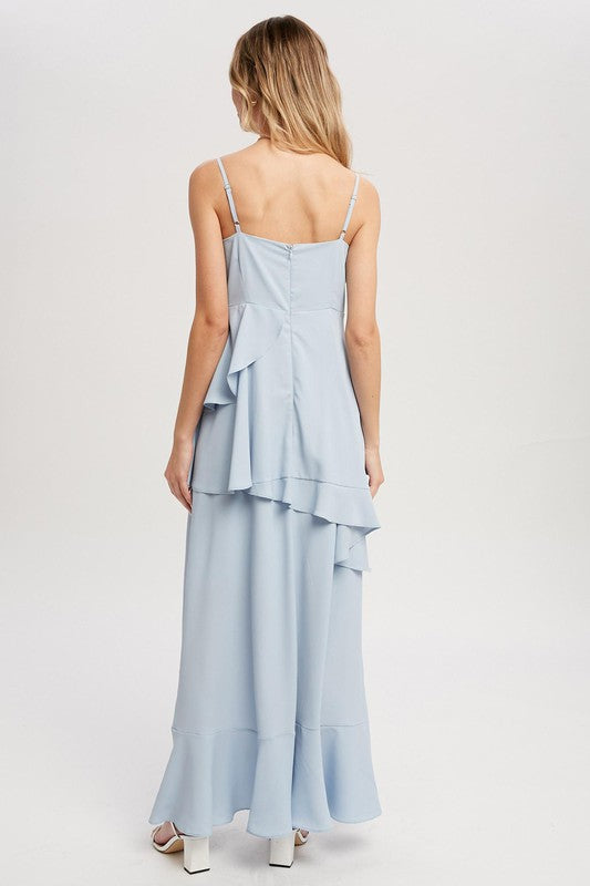 Ruffle Hem Maxi Dress - Sky-Dress- Hometown Style HTS, women's in store and online boutique located in Ingersoll, Ontario