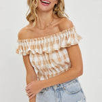 Gingham Ruffle Top-Tops- Hometown Style HTS, women's in store and online boutique located in Ingersoll, Ontario