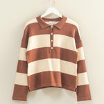 Polo Long Sleeve Tee- Brown-long Sleeve- Hometown Style HTS, women's in store and online boutique located in Ingersoll, Ontario