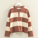 Polo Long Sleeve Tee- Brown-long Sleeve- Hometown Style HTS, women's in store and online boutique located in Ingersoll, Ontario