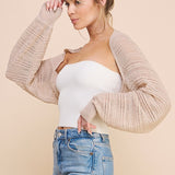 Lurex Shimmer Knit Shawl - Almond Silver-Shirts & Tops- Hometown Style HTS, women's in store and online boutique located in Ingersoll, Ontario