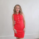 Sleeveless Knit Dress - Red-dress- Hometown Style HTS, women's in store and online boutique located in Ingersoll, Ontario