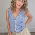 Denim Vest-vest- Hometown Style HTS, women's in store and online boutique located in Ingersoll, Ontario