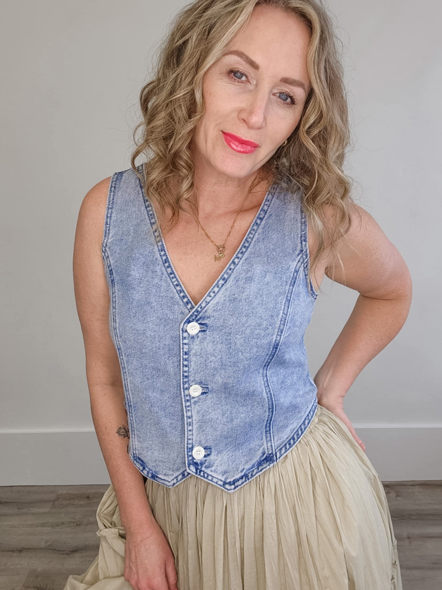 Denim Vest-vest- Hometown Style HTS, women's in store and online boutique located in Ingersoll, Ontario